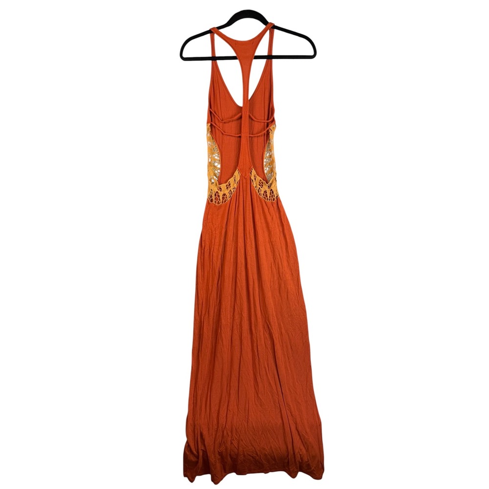 Staring at Stars Burnt Orange Crochet Side Panel Racerback Maxi Dress XS - Picture 5 of 6